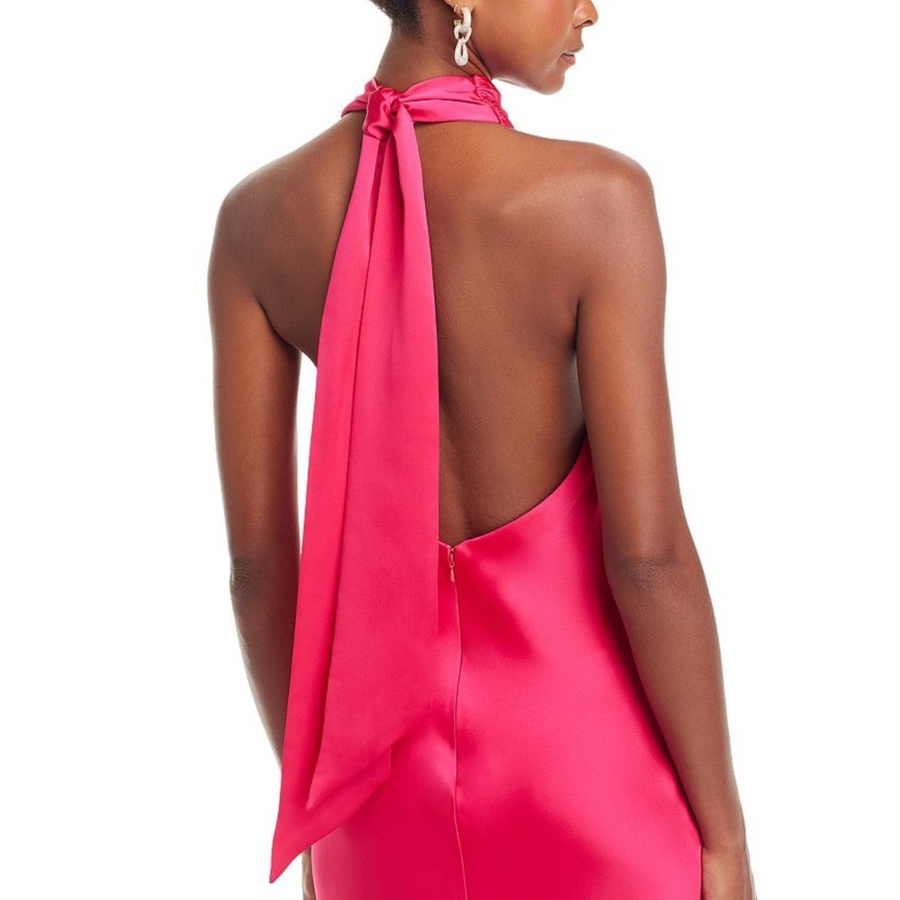 Ramy Brook Dress Maxi Tatiana Gown Hot Pink Halter Formal Size 8 MSRP $645 - Picture 11 of 15
